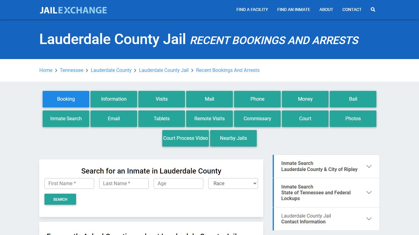 Lauderdale County Jail TN Recent Arrests and Bookings