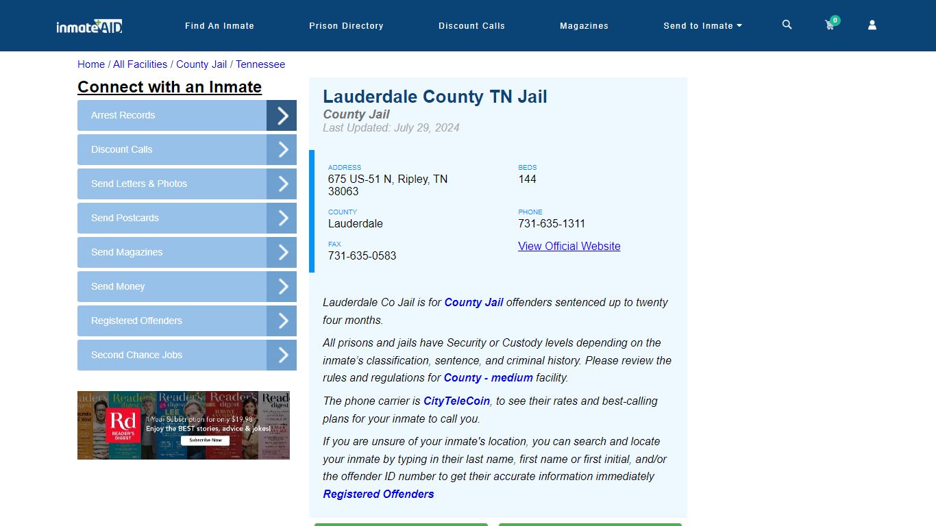 Lauderdale County TN Jail - Inmate Locator